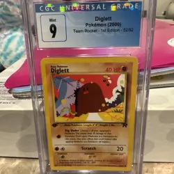 CGC 9 MINT Diglett Team Rocket 1st Edition 2000 Pokemon WOTC 2000 52/82 - Image 1