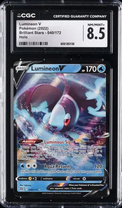 2022 POKEMON BRILLIANT STARS #040 LUMINEON V HOLO CGC 8.5 - Image 1