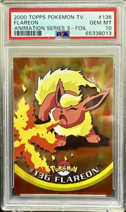 2000 Topps Pokemon TV Animation Series 3 Flareon Foil #136 PSA 10 GEM MINT - Image 1