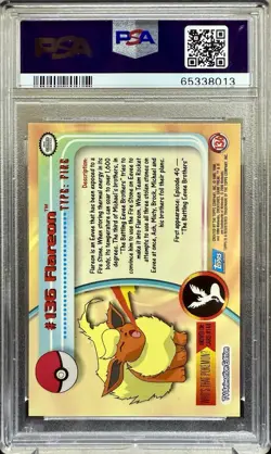 2000 Topps Pokemon TV Animation Series 3 Flareon Foil #136 PSA 10 GEM MINT - Image 2