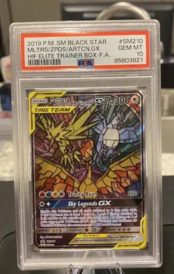 Moltres & Zapdos & Articuno GX SM210 Sun & Moon Promo Pokemon Card PSA 10 - Image 1