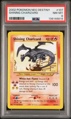 2002 POKEMON NEO DESTINY #107 SHINING CHARIZARD PSA 8 - Image 1