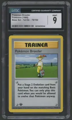 1999 Pokemon Base Set Pokemon Breeder CGC 9 1st Edition #76/102 - Image 1
