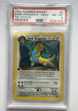 Pokemon TCG Dark Dragonite 1st Edition PSA 8 Holo Team Rocket TR 5 NM - Mint - Image 1