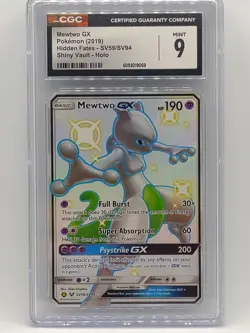 Pokemon 2019 Hidden Fates Mewtwo GX SV59/SV94 Shiny Vault CGC 9 Mint - Image 1