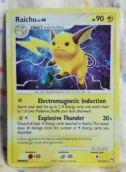 Pokemon Mysterious Treasures RAICHU LV. 40 15/123 Holo Rare 2007 LP/EX - Image 1