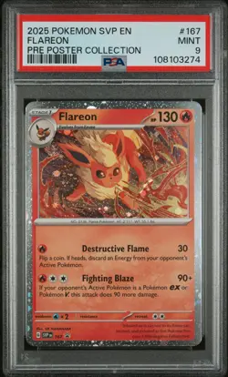 2025 POKEMON SVP EN-SV BLACK STAR PROMO #167 FLAREON PSA 9 - Image 1
