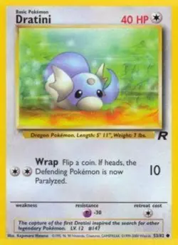 Moderately Played, English Pokemon Regular Dratini - 53/82 - Common - Unlimited - Image 1