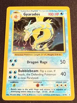 1999 POKEMON BASE SET UNLIMITED #6 GYARADOS-HOLO NM - Image 1