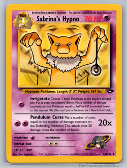 Sabrina's Hypno 56/132 - Gym Challenge Vintage WoTC Pokemon TCG - LP - Image 1