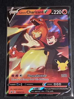 Pokemon TCG Lance's Charizard v SWSH133 Celebrations Black Star Promo Holo NM/M - Image 1