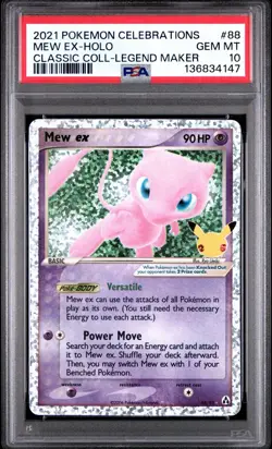 2021 Pokemon Celebrations Mew Ex Holo Classic Collection #88/92 PSA 10 GEM MINT - Image 1