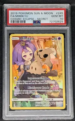2019 POKEMON SUN & MOON COSMIC ECLIPSE SECRET #245 FULL ART/MIMIKYU PSA 10 - Image 1