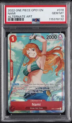 2022 ONE PIECE OP01-ROMANCE DAWN ALTERNATE ART #016 NAMI PSA 10 - Image 1