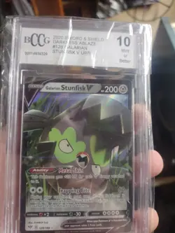 Galarian Stunfisk V Darkness Ablaze Ultra Rare Holo Card 128/189 BCCG 10 - Image 1