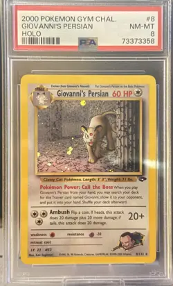 PSA 8 Giovanni’s Persian 8/132 Holo 2000 Gym Challenge Vintage Pokemon Card - Image 1
