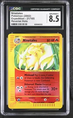 CGC 8.5 Ninetales 2002 Expedition 21/165 Reverse Holo Pokemon Card - Image 1