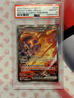 Pokemon TCG Moltres EX Team Rockets Card 229/182 Sir Destined Rivals PSA 10 GM - Image 1