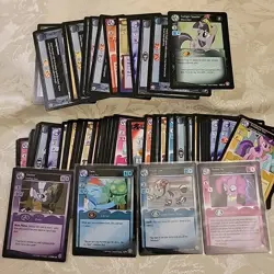 Mixed Lot of My Little Pony Trading Card Game Cards 68 Bulk Plus 4 Holos - Image 1