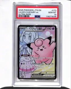 2025 Pokemon JTG EN Lillie's Clefairy EX Ultra Rare PSA 10 #173 - Image 1