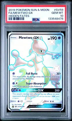 PSA 10 Mewtwo GX SV59/SV94 Hidden Fates Shiny Vault Pokemon 2019 - Image 1
