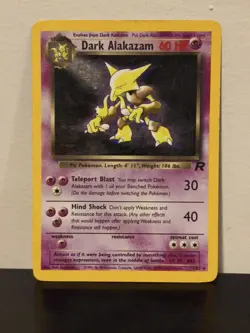 Dark Alakazam 1/82 Holo Rare Unlimited Team Rocket Pokemon Damaged Scratches HP - Image 1