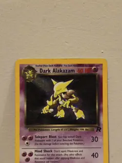 Dark Alakazam 1/82 Holo Rare Unlimited Team Rocket Pokemon Damaged Scratches HP - Image 2