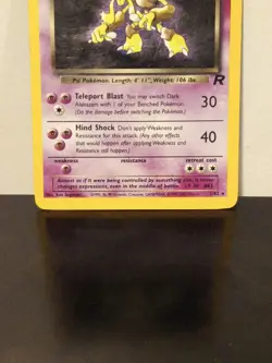 Dark Alakazam 1/82 Holo Rare Unlimited Team Rocket Pokemon Damaged Scratches HP - Image 3
