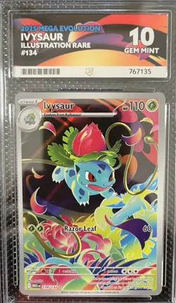 Pokemon TCG Ivysaur IR 134/132 Mega Evolution - Ace 10 Gem Mint 💎 - Image 1