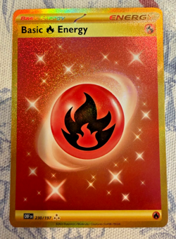 Pokemon TCG SV03: Obsidian Flames Holo Basic Fire Energy 230/197 - Image 1