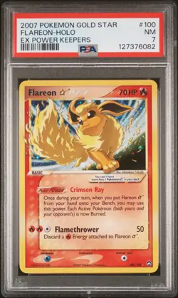 2007 POKEMON EX POWER KEEPERS GOLD STAR #100 FLAREON-HOLO PSA 7 - Image 1