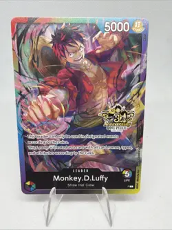 One Piece TCG - Monkey D. Luffy Leader - P - 3rd Anniversary Stamped Promo - Image 1
