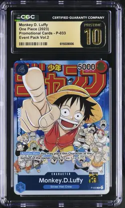 CGC PRISTINE 10 2023 ONE PIECE P-033 MONKEY D LUFFY EVENT PACK VOL 2 PROMO - Image 1