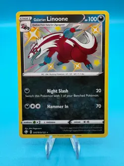 Pokemon Card Galarian Linoone SV079/SV122 Shining Fates Holo Shiny Holo Rare NM - Image 1