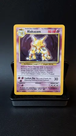 Alakazam Holo Pokemon Card WOTC 1/102 Base Set Rare Vintage 1999 MP - Image 1
