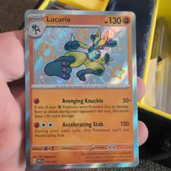 Pokemon TCG Lucario Paldean Fates Shiny Rare Holo Card 174/091 NM Condition - Image 1