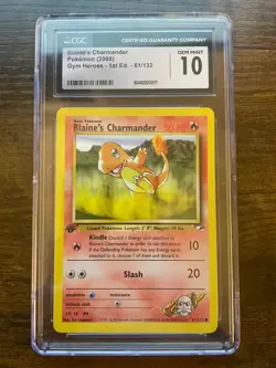 CGC 10 GEM MINT Pokemon Blaine's Charmander 1st Edition 61/132 Gym Heroes - Image 1