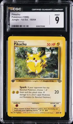 1999 POKEMON JUNGLE 1ST ED #60/64 PIKACHU CGC 9 - Image 1
