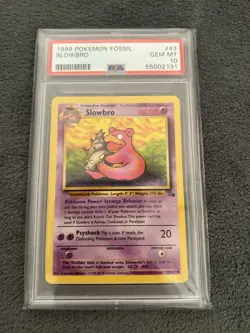 1999 Slowbro Fossil #43 Pokemon PSA 10 Gem MT - Image 1
