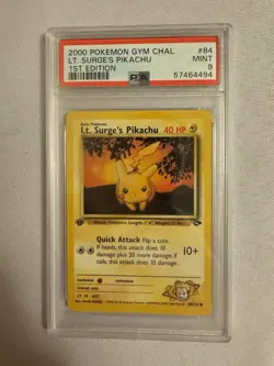 2000 Pokemon - 1st Edition Lt. Surge’s Pikachu Gym Challenge 84/132 PSA 9 Mint! - Image 1