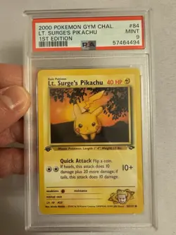 2000 Pokemon - 1st Edition Lt. Surge’s Pikachu Gym Challenge 84/132 PSA 9 Mint! - Image 2
