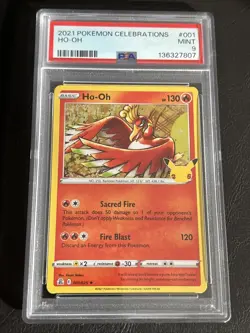 PSA 9 Mint HO-OH 001/025 POKEMON CELEBRATIONS 2021 TCG - Image 1