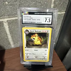 2000 Pokemon Team Rocket Dark Raticate #51 1st Edition CGC 7 - Image 1