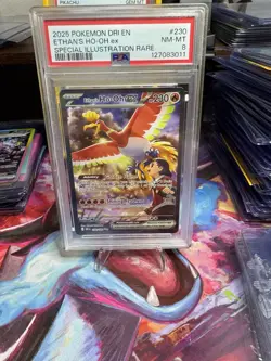 2025 Pokemon destined rivals En Ethan’s Ho-oh Ex Special Illustration Rare PSA 8 - Image 1