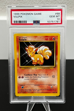 1999 Pokemon Game Base Set Unlimited Vulpix PSA 10 #68 - Image 1