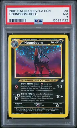 2001 Pokemon Neo Revelation #8 Houndoom Holo PSA 7 Swirl - Image 1