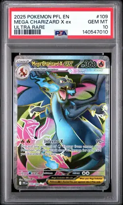 PSA 10 CHARIZARD X EX 2025 POKEMON PFL EN-PHANTASMAL FLAMES ULTRA RARE #109 MEGA - Image 1