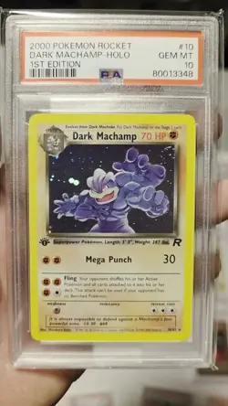 2000 POKEMON ROCKET 1ST ED #10 DARK MACHAMP-HOLO PSA 10 SWIRL! - Image 2