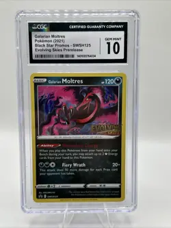 Galarian Moltres SWSH125 Evolving Skies Prerelease Promo Pokemon SWSH PSA 10 - Image 1