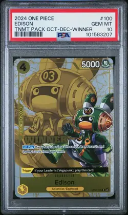 WINNER Edison OP07-100 CGC 10 Tournament Promo One Piece Card - Image 1